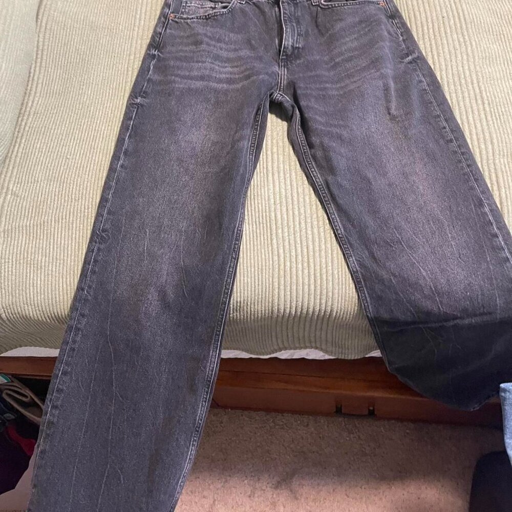 Grey Black Zara Straight Leg